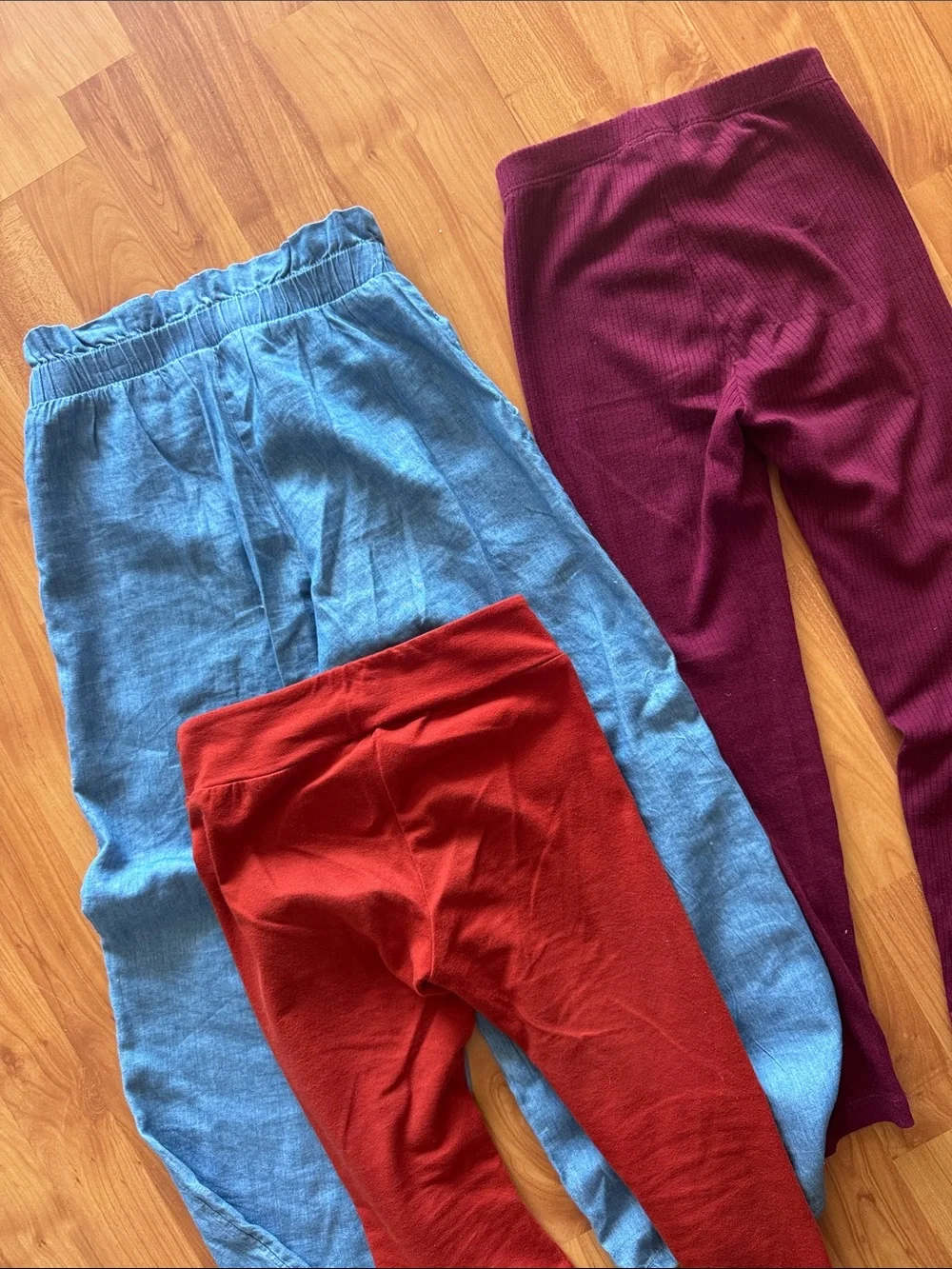Cat & Jack 3 Girls pants: 1 Blue Elastic-Waist Denim + 2 Leggings